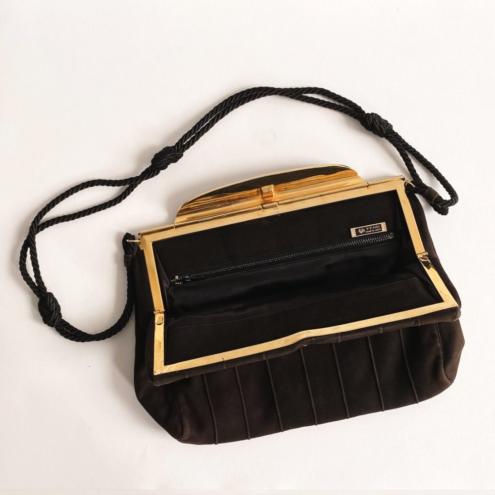 FENDI VTG Black Fabric Clutch - Picture 3 of 10